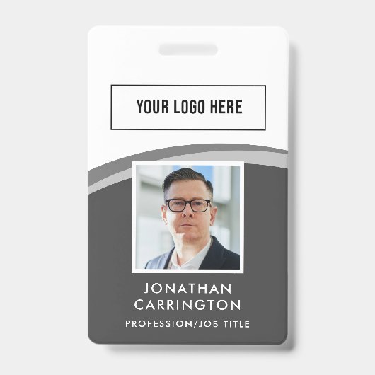 Modern Employee ID Foto Logo QR Code Badge (Voorzijde)