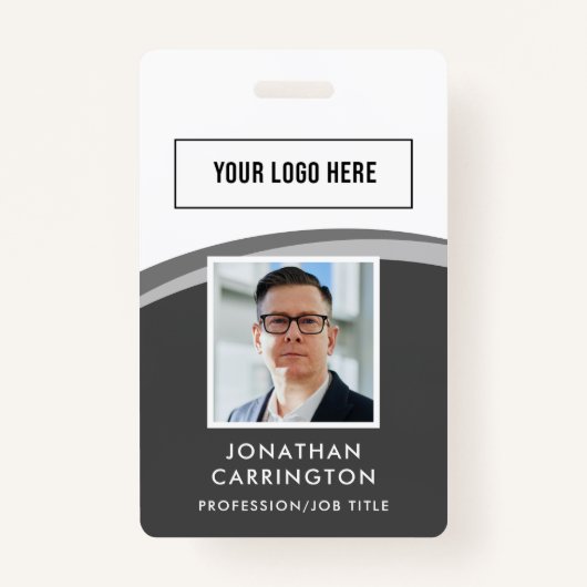 Modern Employee ID Foto Logo QR Code Badge (Voorkant)