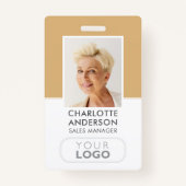 Modern Employee ID Naam Bedrijf Logo Gold Badge (Voorkant)