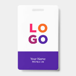 Modern Employee Logo, Photo, Qr Code, Name Indigo Badge