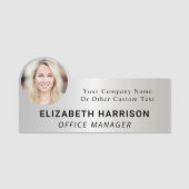 Modern Employee Photo Silver Naamplaatje (Voorkant)