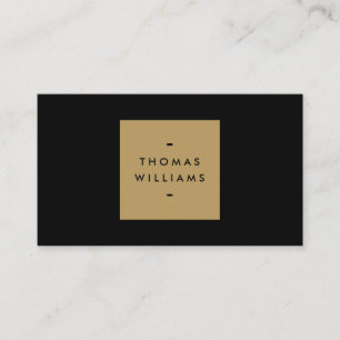 MODERN en EENVOUDIG GOUDEN DOOS LOGO op ZWART Visitekaartje