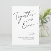 Modern en eenvoudig samen als één trouwinvitati kaart (Staand voorkant)