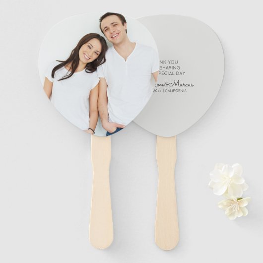 Modern en Elegant Aangepast fotohuwelijk Handwaaier (Voorkant en achterkant)