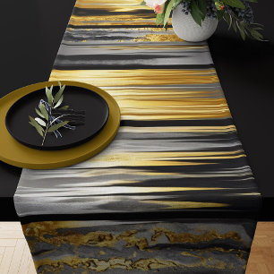 Modern en elegant Abstract grijs, zwart en goud Lange Tafelloper