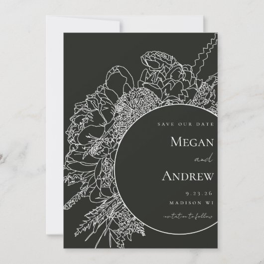 Modern en Elegant Bloemenboeket Save the Date Kaart (Voorkant)