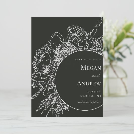 Modern en Elegant Bloemenboeket Save the Date Kaart (Staand voorkant)