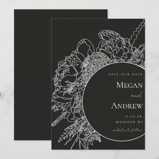 Modern en Elegant Bloemenboeket Save the Date Kaart (Voorkant / Achterkant)