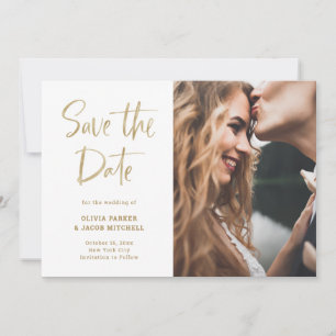 Modern en elegant Faux Gold Foto Save The Date