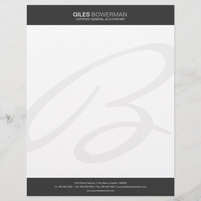 Modern en elegant monogram custom briefhoofd (Voorkant)