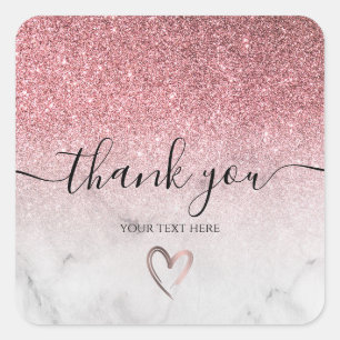 modern en elegant roos goud glitter marmer vierkante sticker