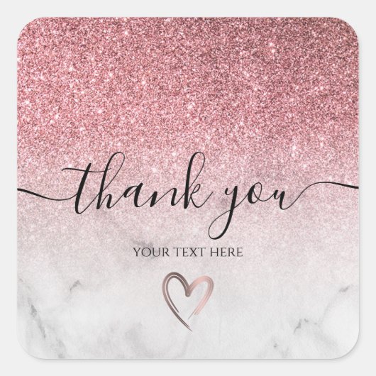 modern en elegant roos goud glitter marmer vierkante sticker (Voorkant)