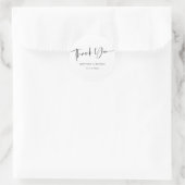 Modern en Elegant Script Dank je bruiloft Ronde Sticker (Tas)