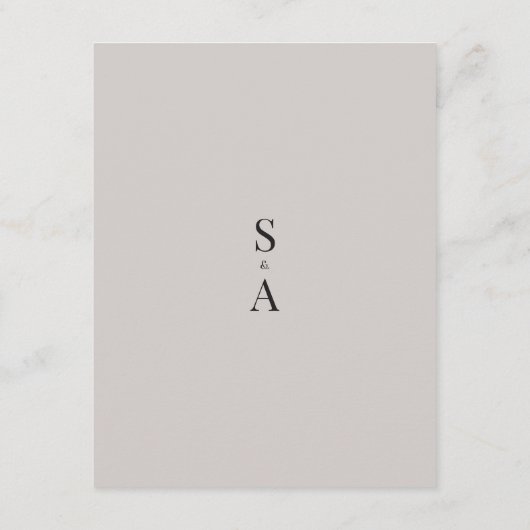 Modern en Elegant Script en Monogram Bruiloft Informatiekaartje (Achterkant)