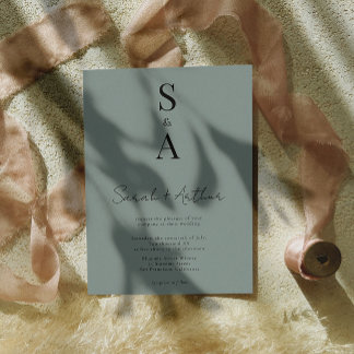 Modern en Elegant Script en Monogram Bruiloft Kaart