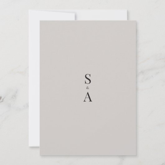 Modern en Elegant Script en Monogram Bruiloft Kaart (Achterkant)