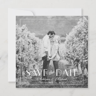 Modern en elegant, stijlvol vierkant huwelijk save the date