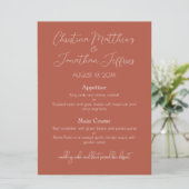 Modern en Elegant Terracotta Wedding Dinner Menu (Staand voorkant)
