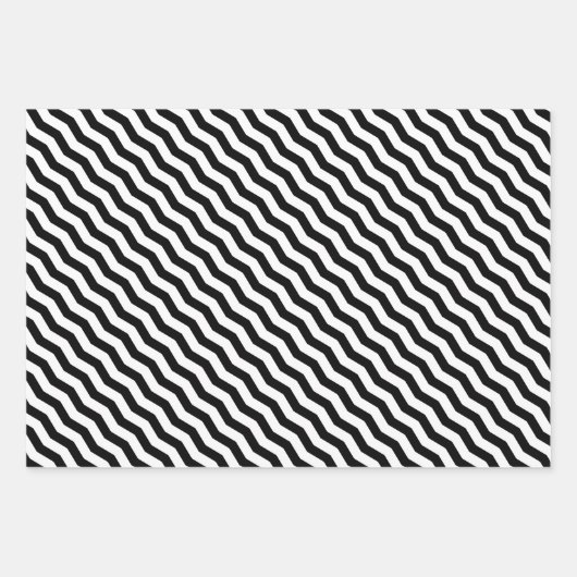 Modern en Elegant zwart-wit Gestreept cadeau Inpakpapier Vel (Voorkant 3)