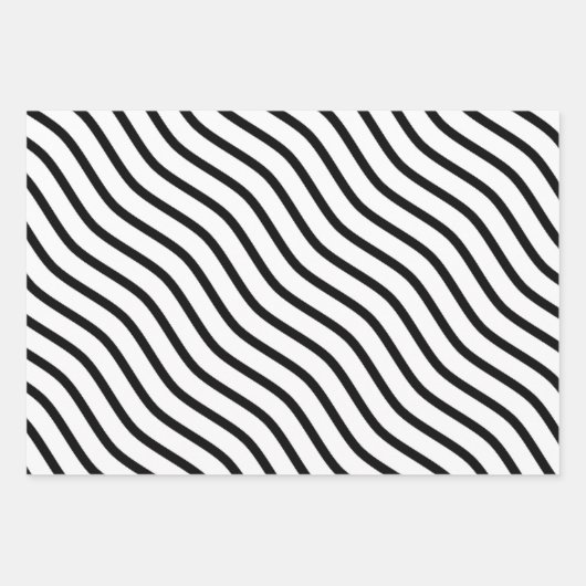 Modern en Elegant zwart-wit Gestreept cadeau Inpakpapier Vel (Voorkant)
