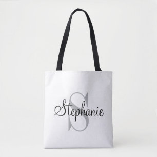 Modern en Elegante Zwarte Gepersonaliseerde Monogr Draagtas