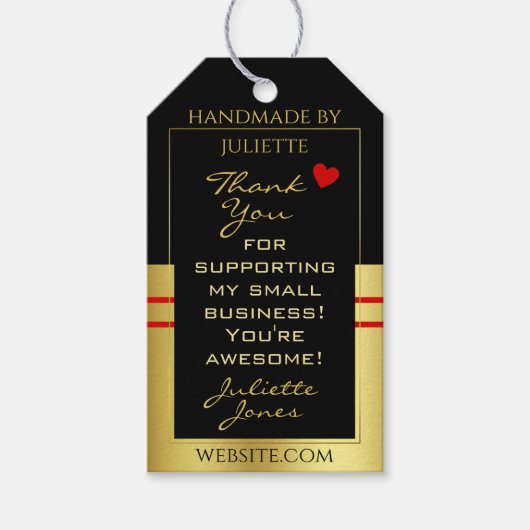 Modern en geluid - Zwart met Gold Lijst Hartelijk  Cadeaulabel (Voorkant)