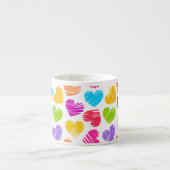Modern en Girly Vibrant Doodled Hearts Pattern Espresso Kop (Voorkant)