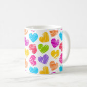 Modern en Girly Vibrant Doodled Hearts Pattern Koffiemok (Voorkant rechts)