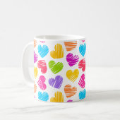 Modern en Girly Vibrant Doodled Hearts Pattern Koffiemok (Voorkant links)