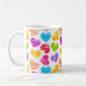 Modern en Girly Vibrant Doodled Hearts Pattern Koffiemok (Links)