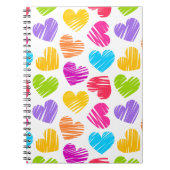 Modern en Girly Vibrant Doodled Hearts Pattern Notitieboek (Voorkant)