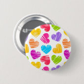 Modern en Girly Vibrant Doodled Hearts Pattern Ronde Button 5,7 Cm (Voorkant /achterkant)