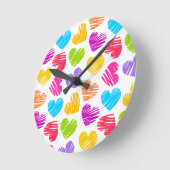 Modern en Girly Vibrant Doodled Hearts Pattern Ronde Klok (Hoek)