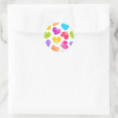 Modern en Girly Vibrant Doodled Hearts Pattern Ronde Sticker (Tas)