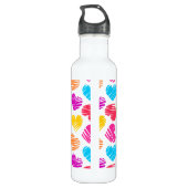 Modern en Girly Vibrant Doodled Hearts Pattern Waterfles (Achterkant)