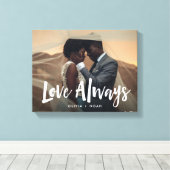Modern en handgeschreven | Liefde altijd bruiloft  Canvas Afdruk (Insitu (Houten vloer))