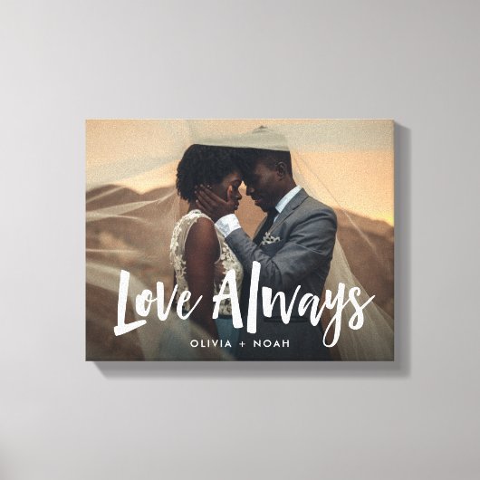 Modern en handgeschreven | Liefde altijd bruiloft  Canvas Afdruk (Voorkant)