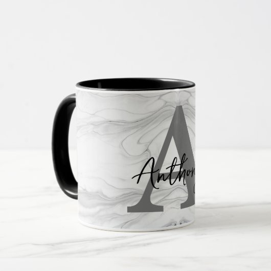 Modern en Klassiek Marmer Monogram Letter A Mok (Voorkant links)