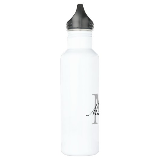 Modern en legant gepersonaliseerd grijs monogram waterfles (Links)