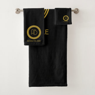 Modern en minimaal zwart & goud bad handdoek