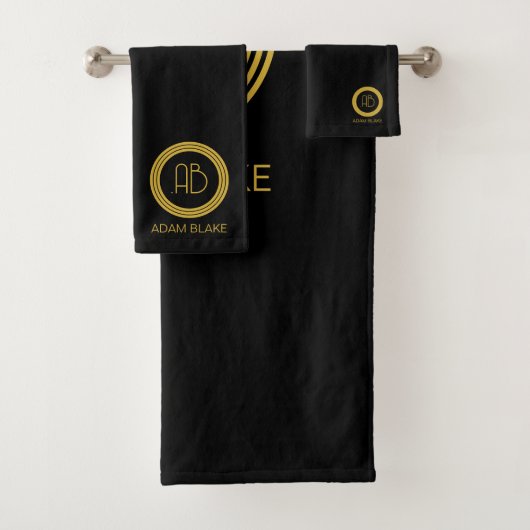 Modern en minimaal zwart & goud bad handdoek (Insitu)