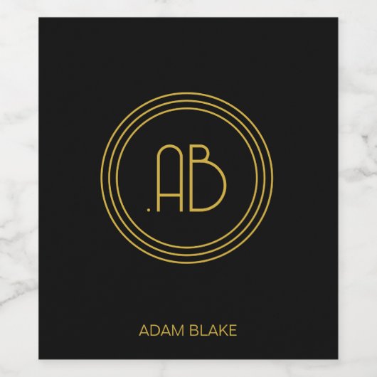 Modern en minimaal zwart & goud wijn etiket (Enkel label)