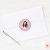 Modern en Retro Roze Afstuderen Ronde Sticker (Envelop)