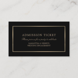 Modern en stijlvol, zwart en goud, toelatingsticke informatiekaartje
