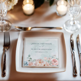 Modern en trendy blauw Roos huwelijksfeest Servet