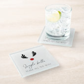 Modern en Trendy: Jingle Bells Sober All The Way Glazen Onderzetter (Schuin)