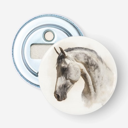 Modern Equestrian Elegant Lusitano Horse Button Flesopener (Voorkant)