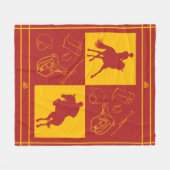 Modern Equestrian Theme Monogram Fleece Deken (Voorkant (Horizontaal))