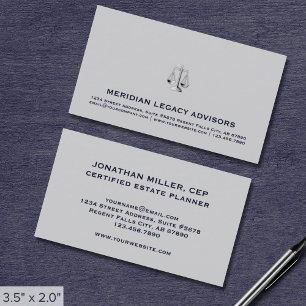 Modern Estate Planning Justice Scale Logo Visitekaartje