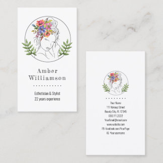 Modern Esthetician Stylist Spa Elegant Chic Floral Visitekaartje
